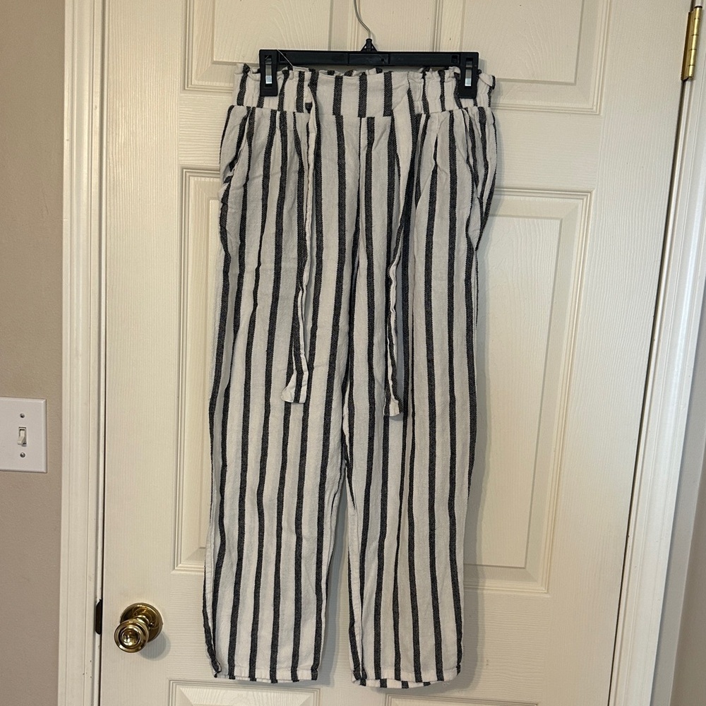 Ambiance Black and White Striped Joggers